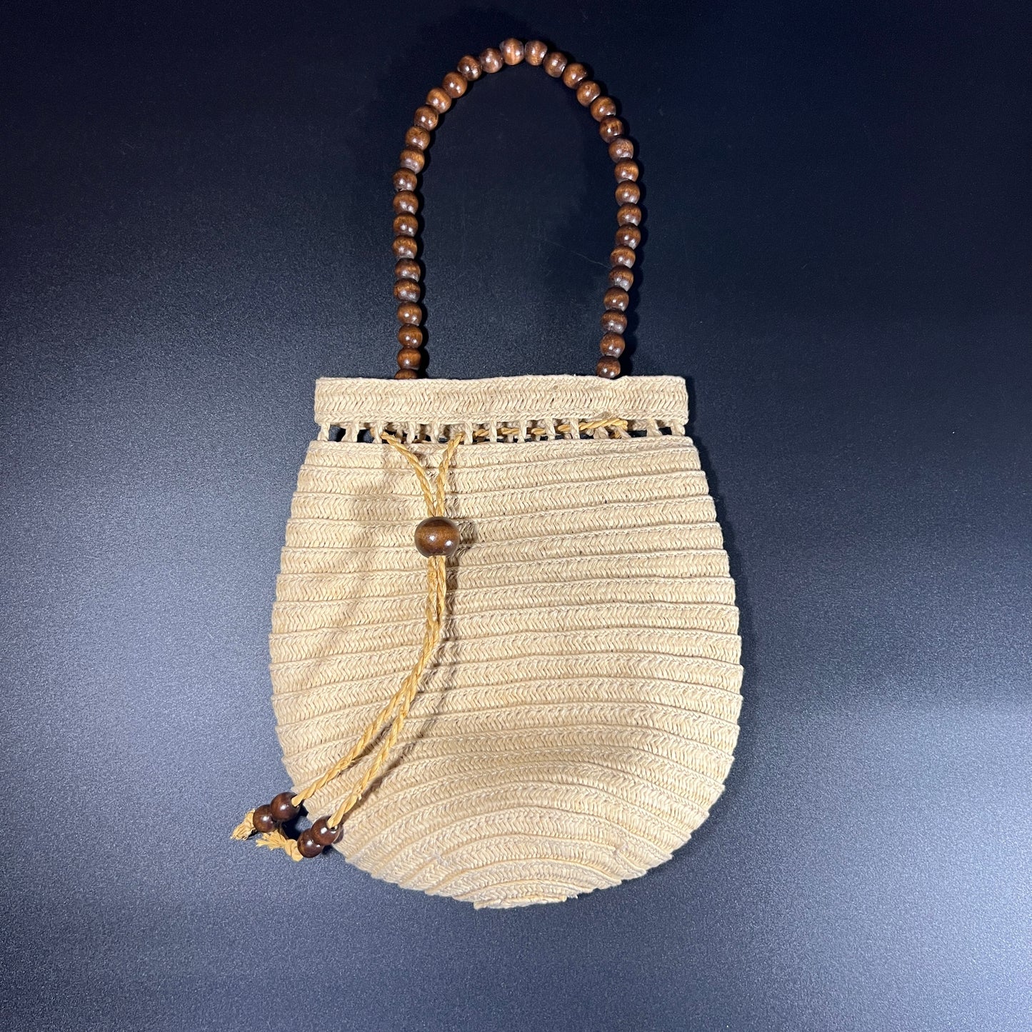 Woven Hand bag with Beaded Handle