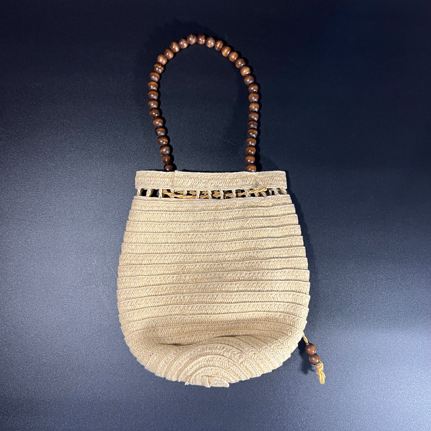Woven Hand bag with Beaded Handle