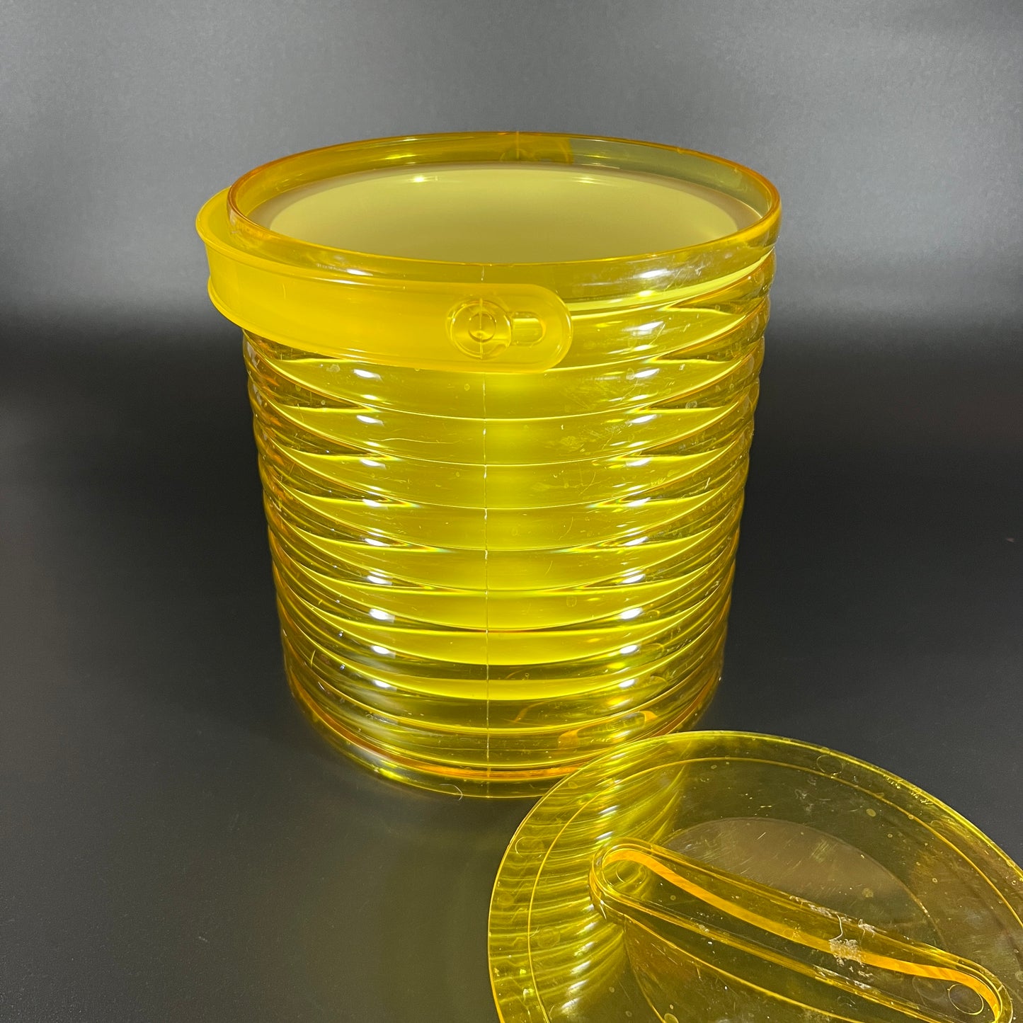 1970s Sally Designs Yellow Acrylic Ice Bucket