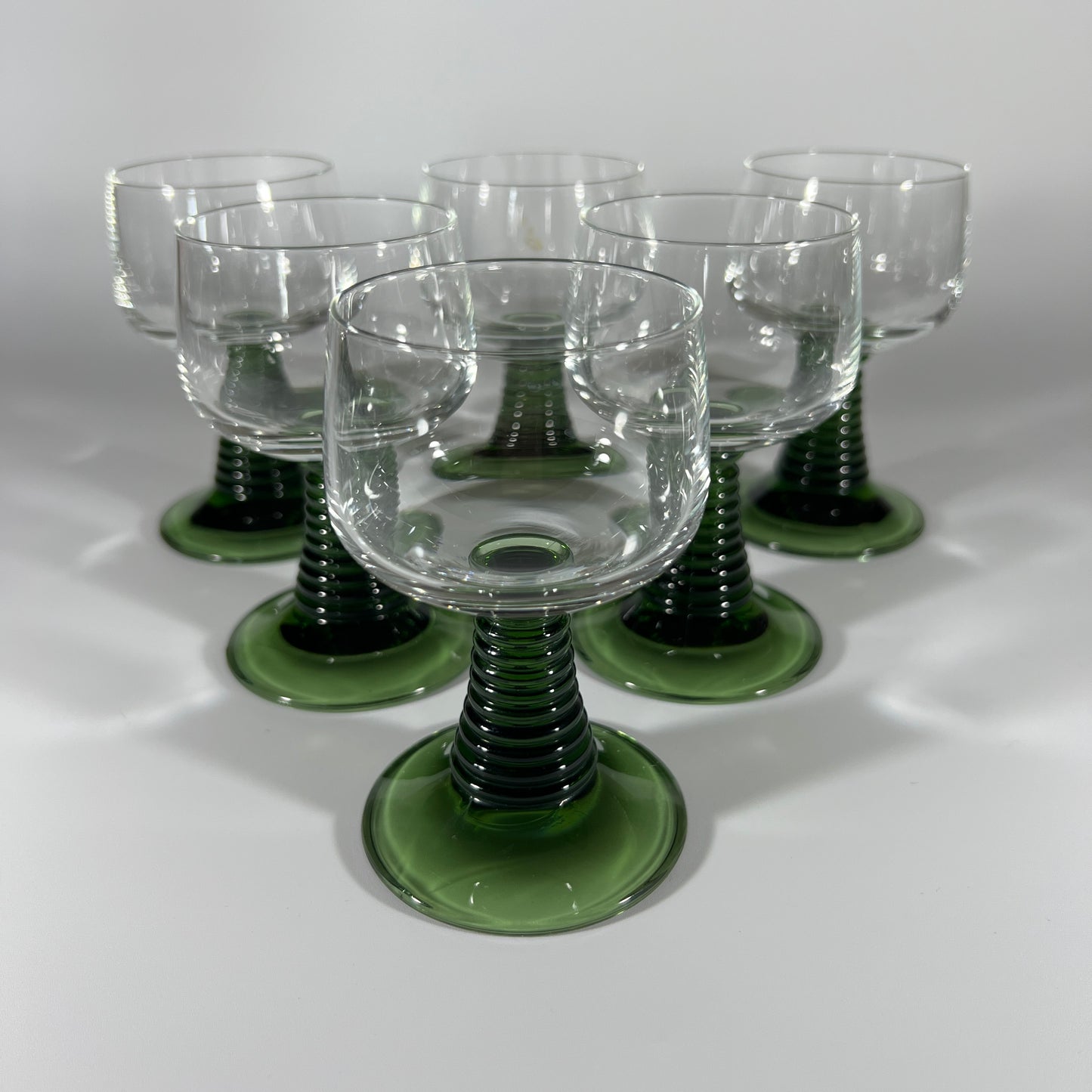 Small Green Stemmed Glasses (set of 6)