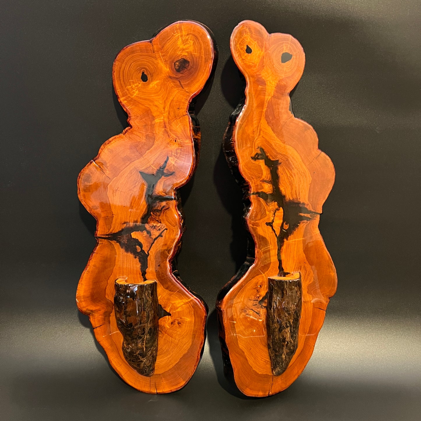 Wood Wall Sconce Bud Vases (set of 2)