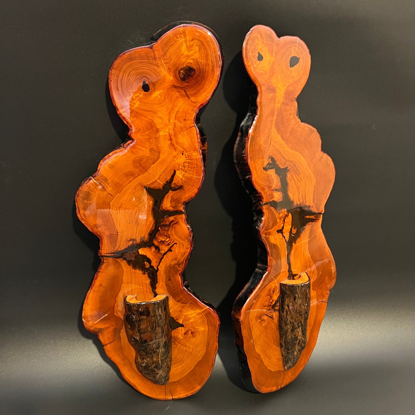 Wood Wall Sconce Bud Vases (set of 2)