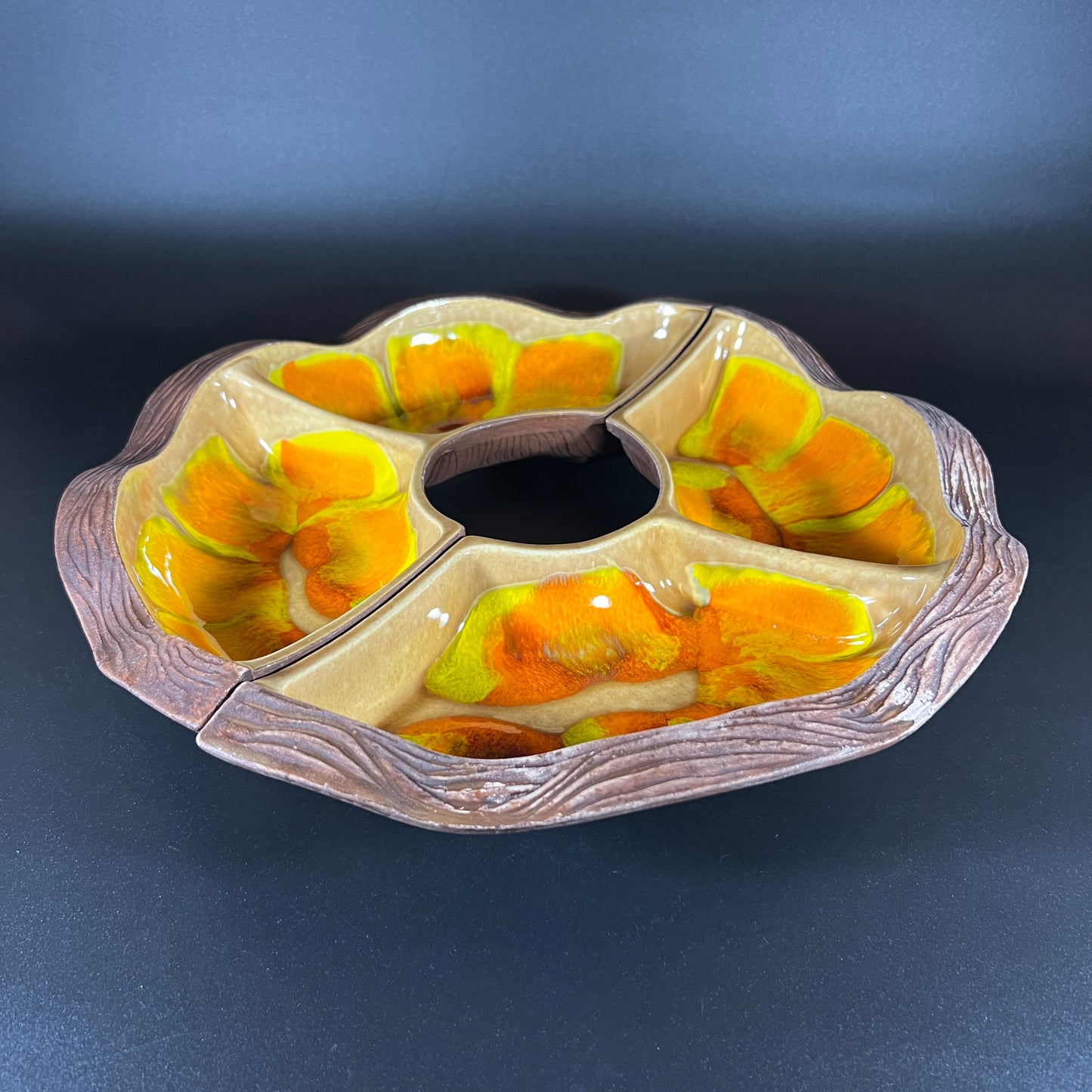 California Pottery Orange 2 Piece Serving Dish