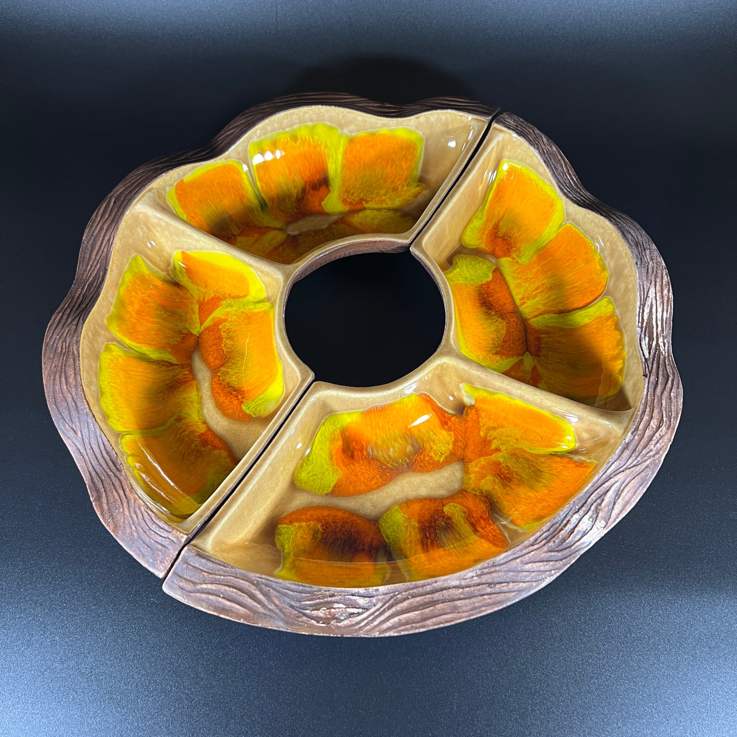 California Pottery Orange 2 Piece Serving Dish