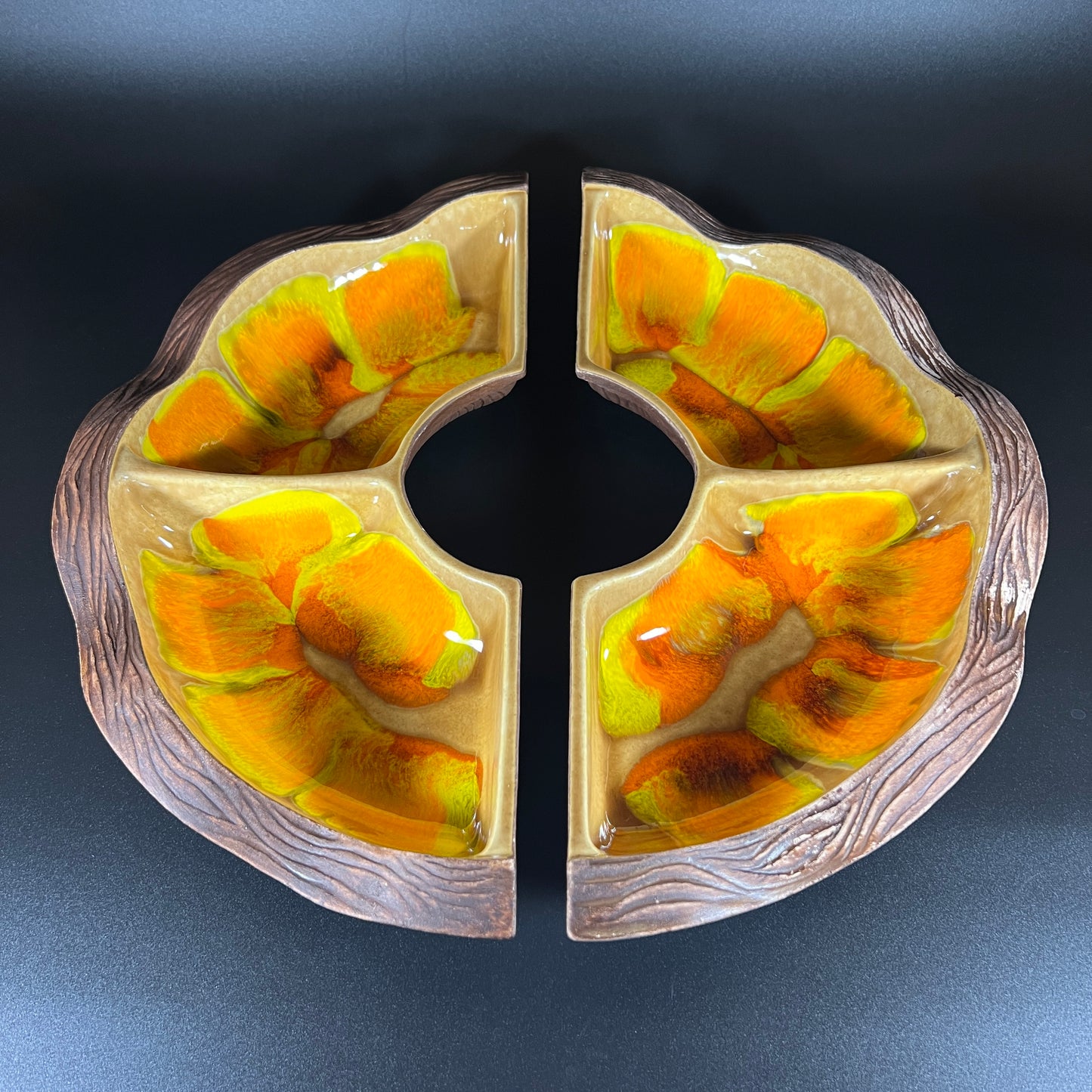 California Pottery Orange 2 Piece Serving Dish