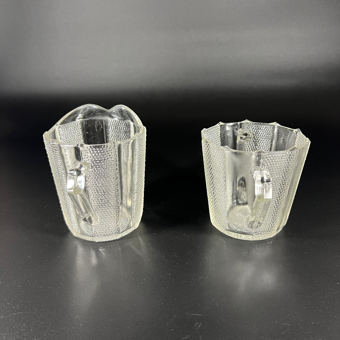 Jeannette Dew Drop Pattern Vintage Glass Creamer and Sugar Set