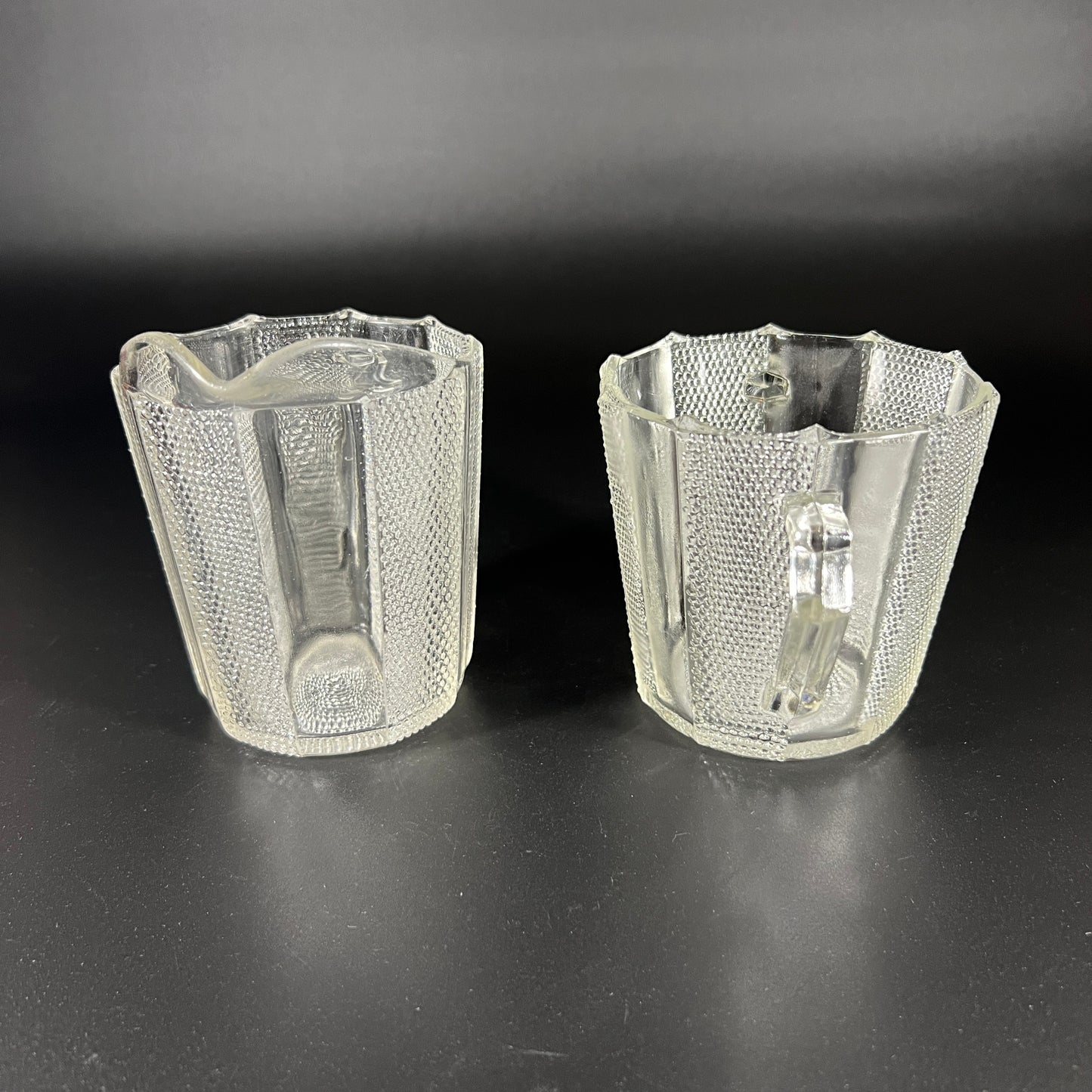 Jeannette Dew Drop Pattern Vintage Glass Creamer and Sugar Set