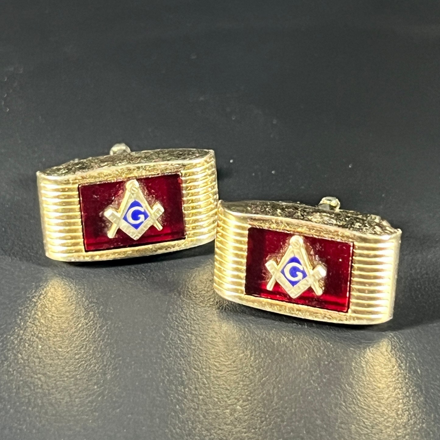 Vintage Masonic Ring, Cufflinks, Tie Clip Set