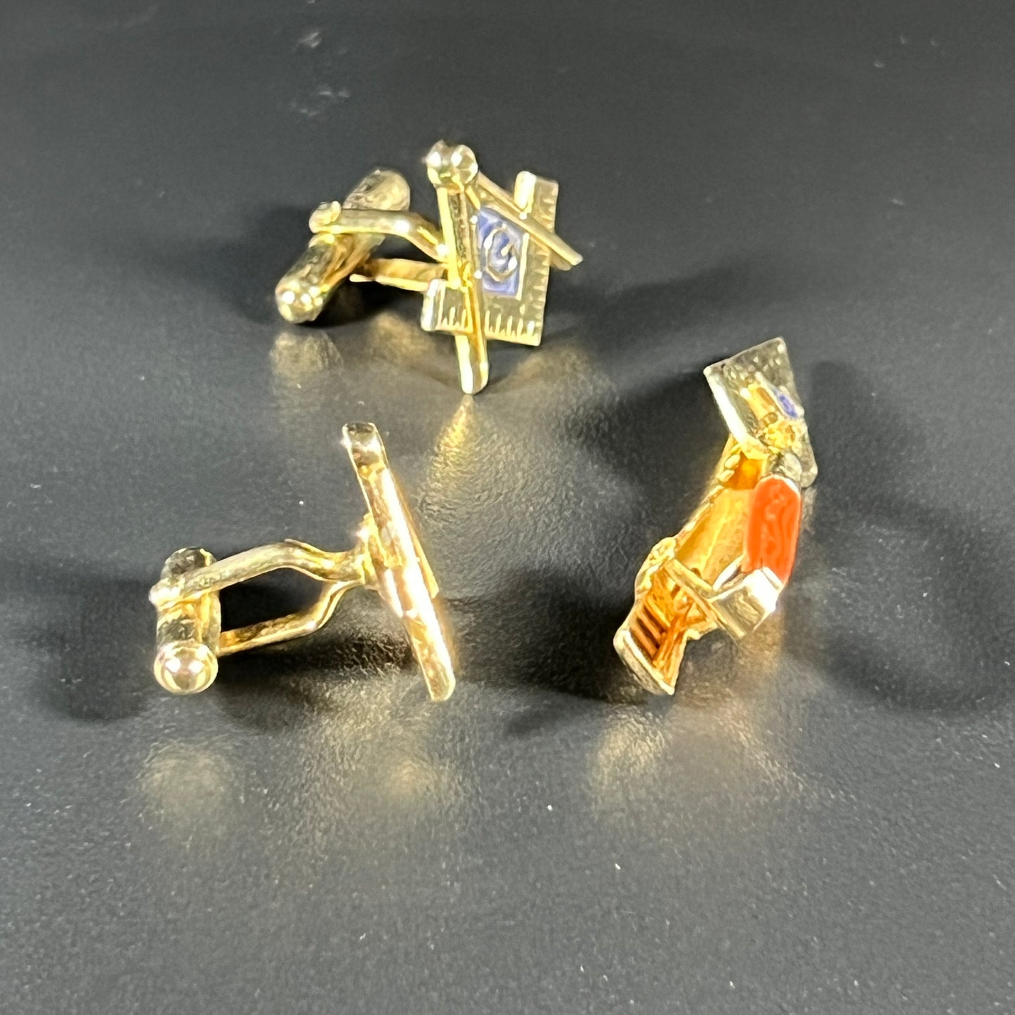 Vintage Masonic Cufflinks, Trowel Tie Clip Set