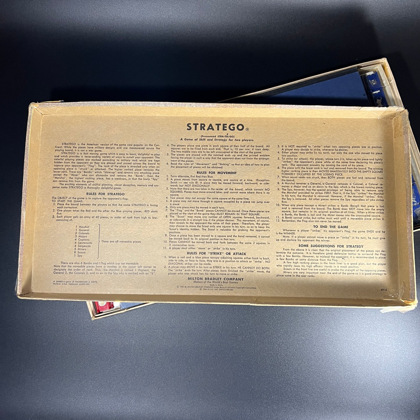 1962 Vintage Stratego Board Game
