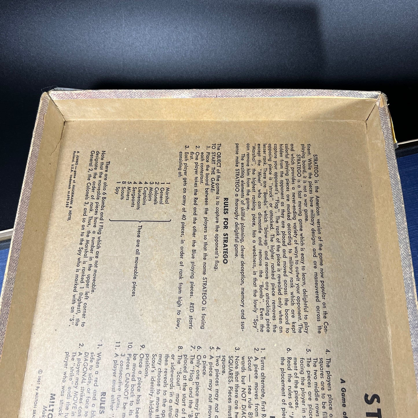 1962 Vintage Stratego Board Game