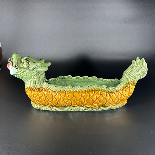 Vintage Majolica Chinese Dragon Planter