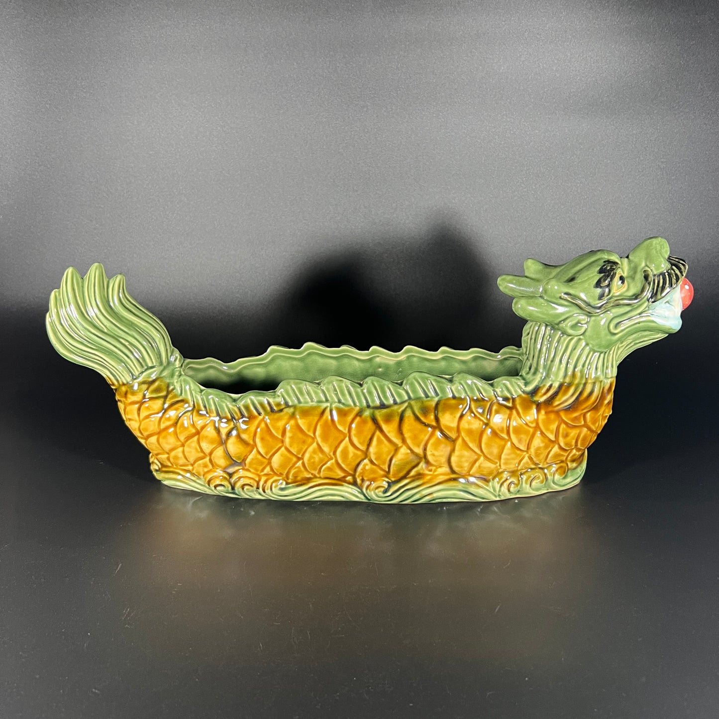 Vintage Majolica Chinese Dragon Planter