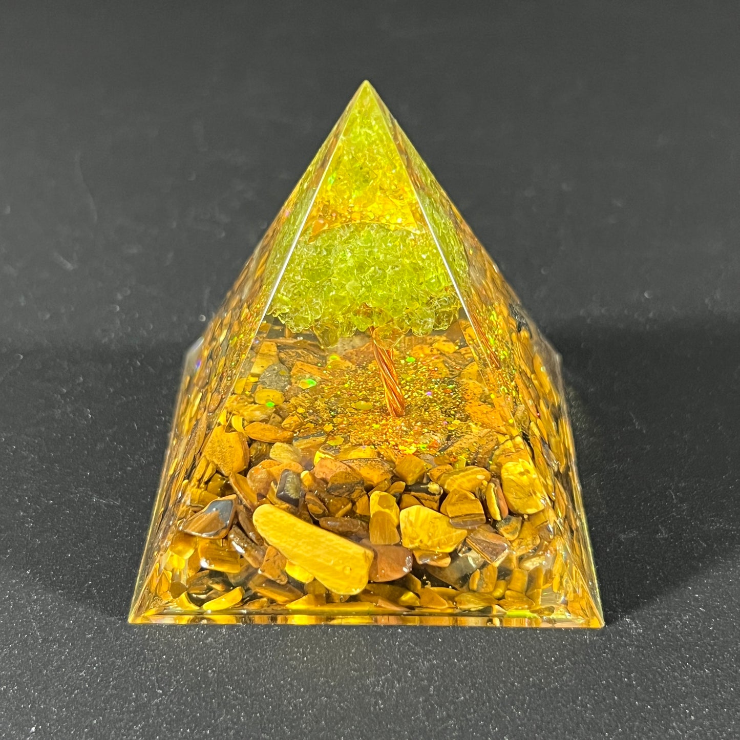 Orgonite Energy Pyramid with Peridot Crystal Tree