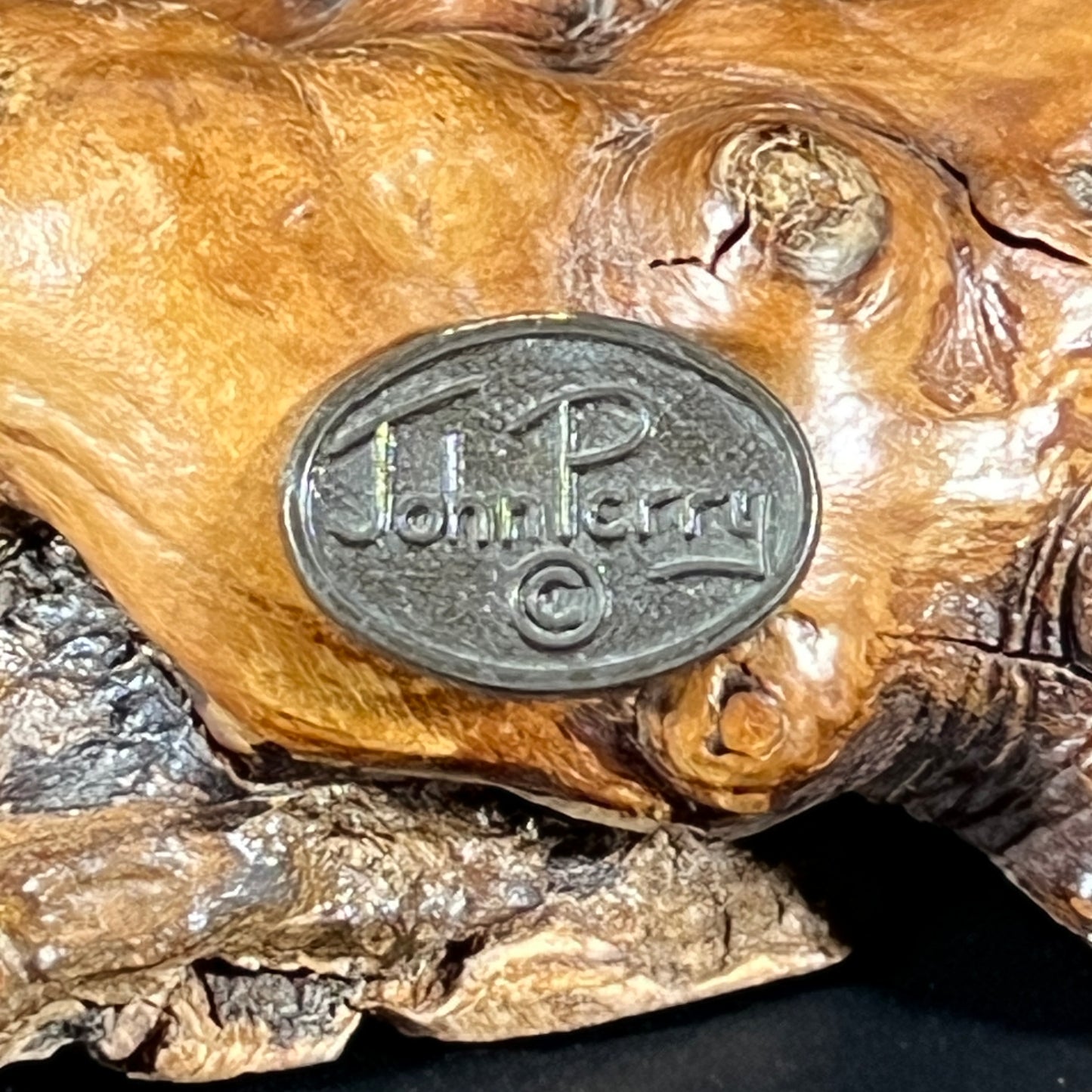 Vintage John Perry Dual Seagull Sculpture on Burl Wood Base