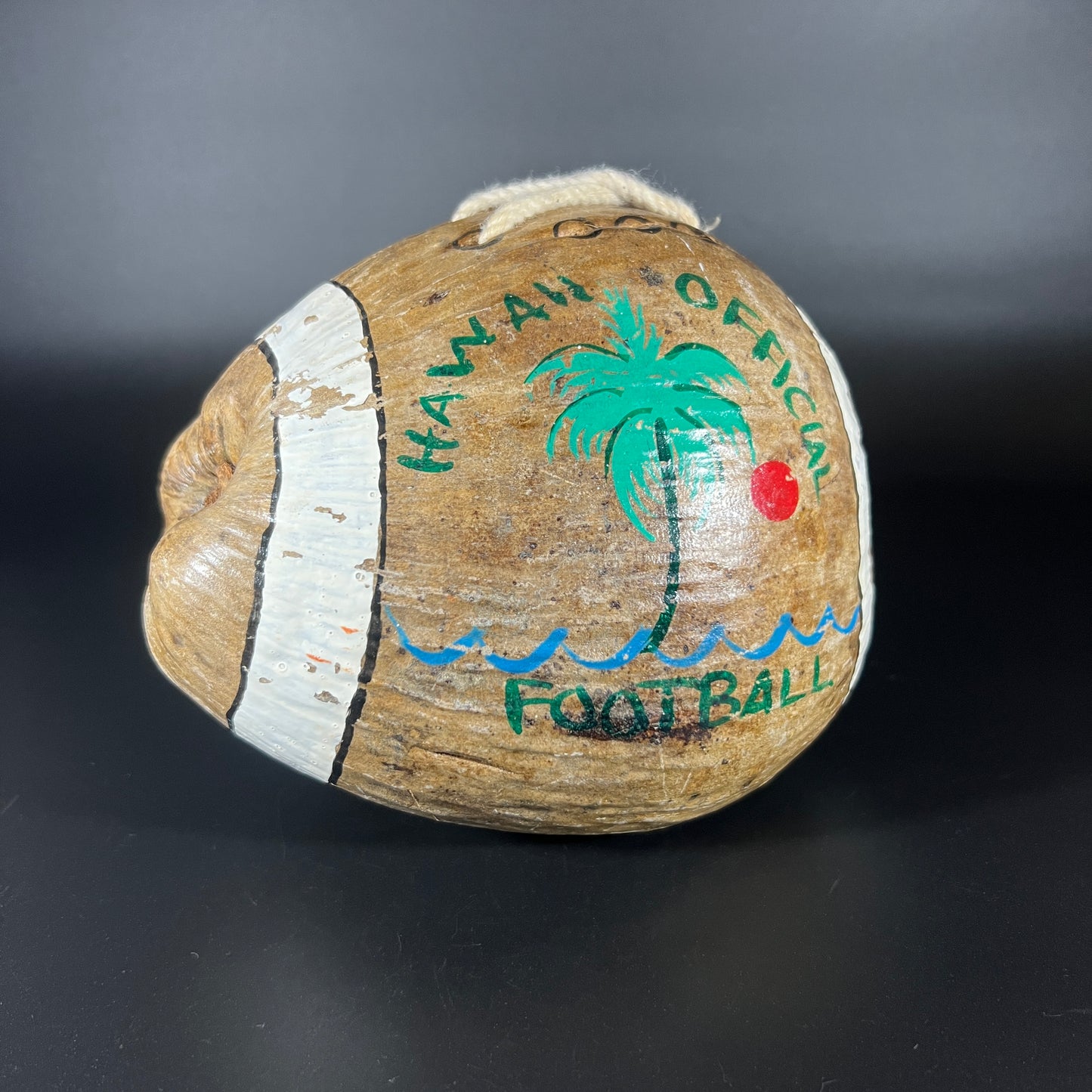 Vintage Hand-Painted Coconut – "Hawaii Official Football"