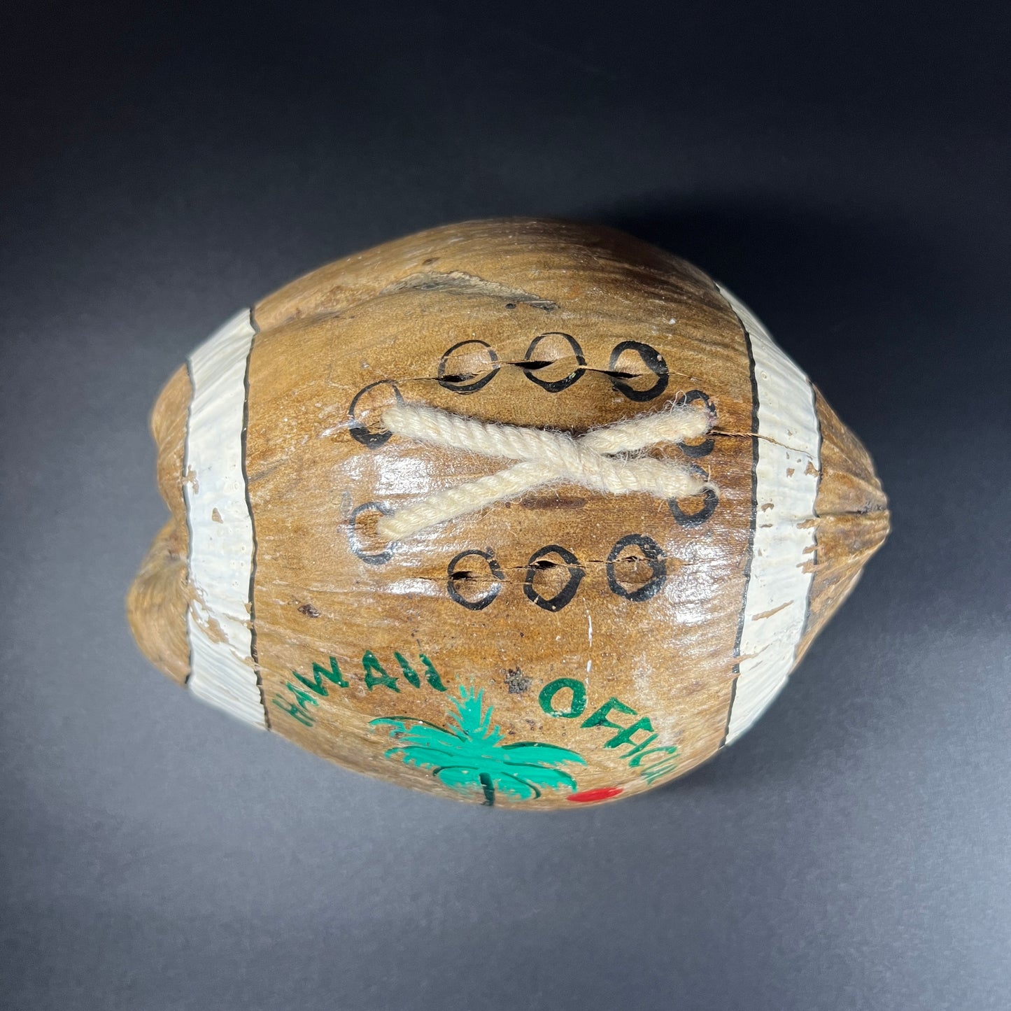 Vintage Hand-Painted Coconut – "Hawaii Official Football"