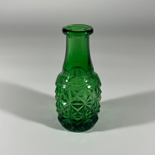 Small Emerald Green Diamond Cut Pattern Bottle