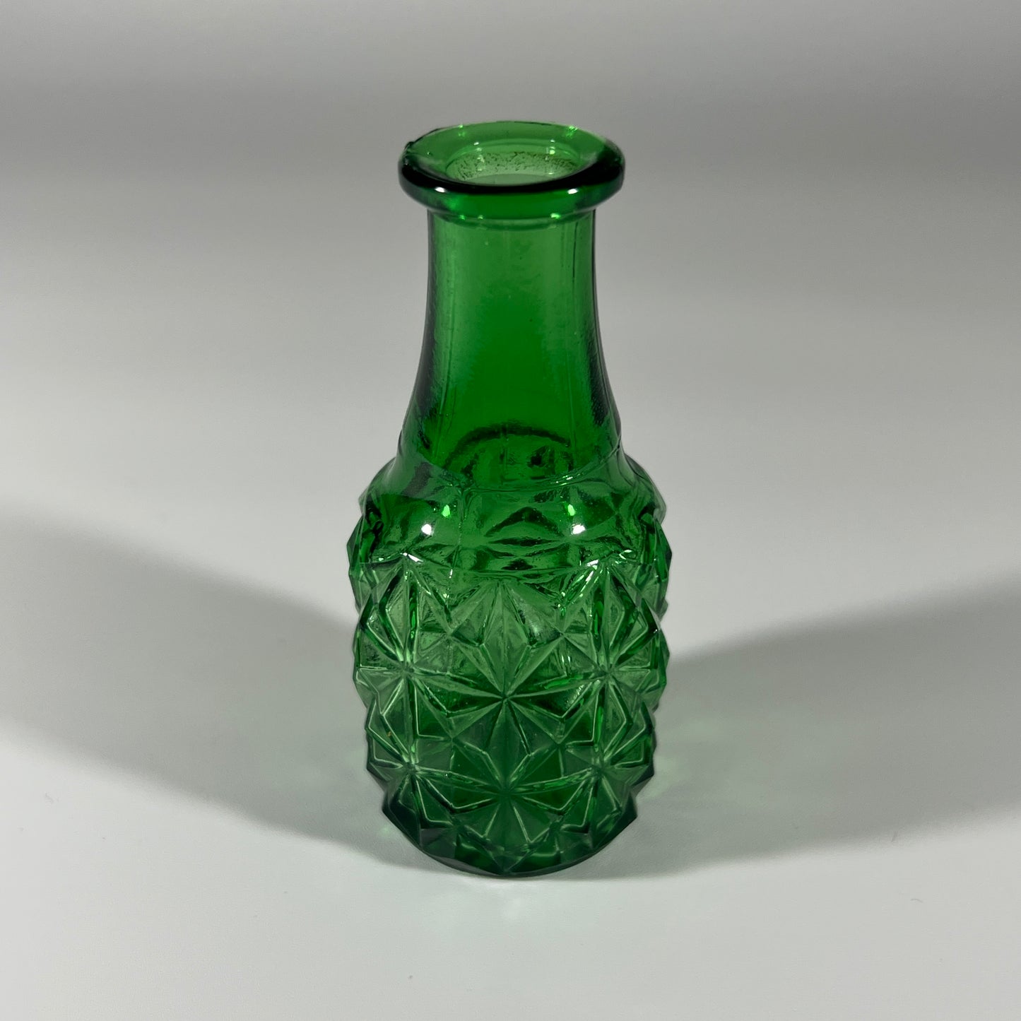 Small Emerald Green Diamond Cut Pattern Bottle