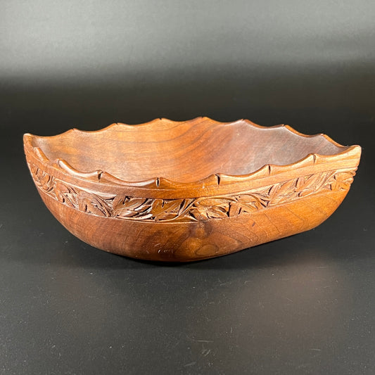 Vintage Hand-Carved Polynesian Wood Bowl