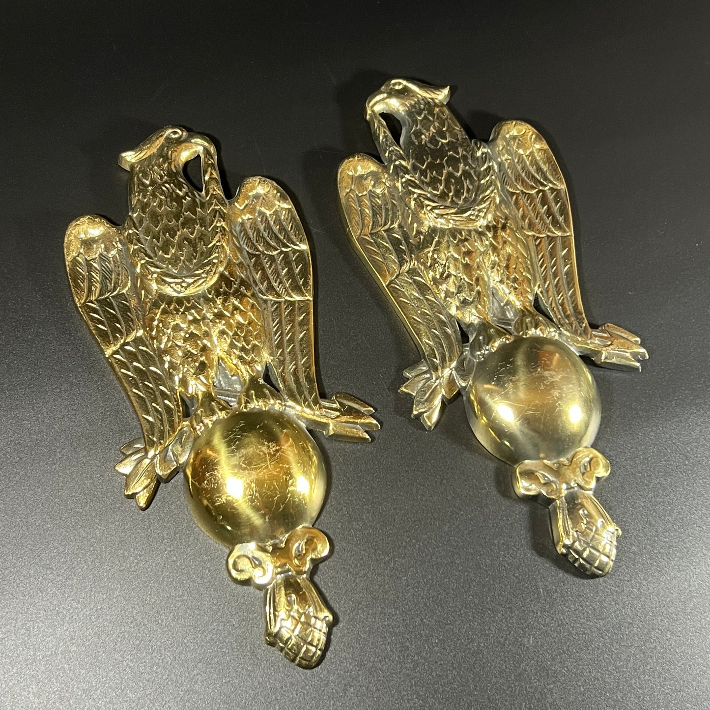 Set of 2 Solid Brass Federal Eagle Wall Plaques