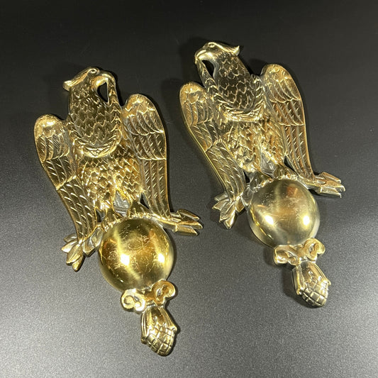 Set of 2 Solid Brass Federal Eagle Wall Plaques
