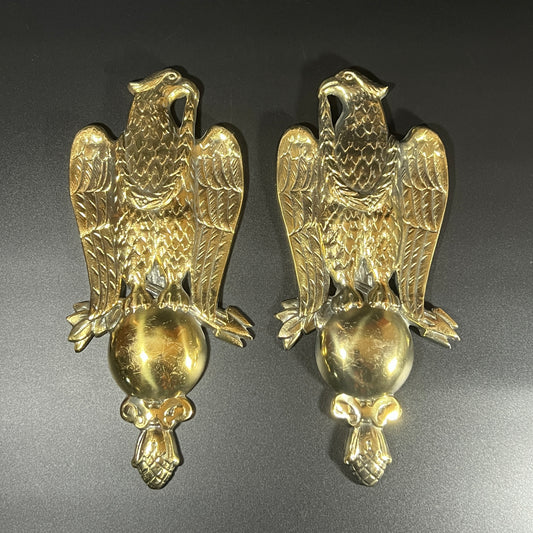 Set of 2 Solid Brass Federal Eagle Wall Plaques