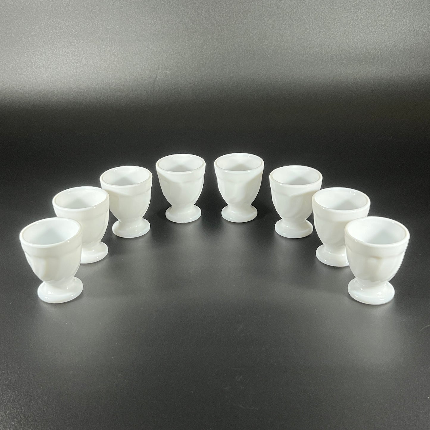 Vintage 1970s Arcopal Milk Glass Egg Cups – Set of 8 – Made in France