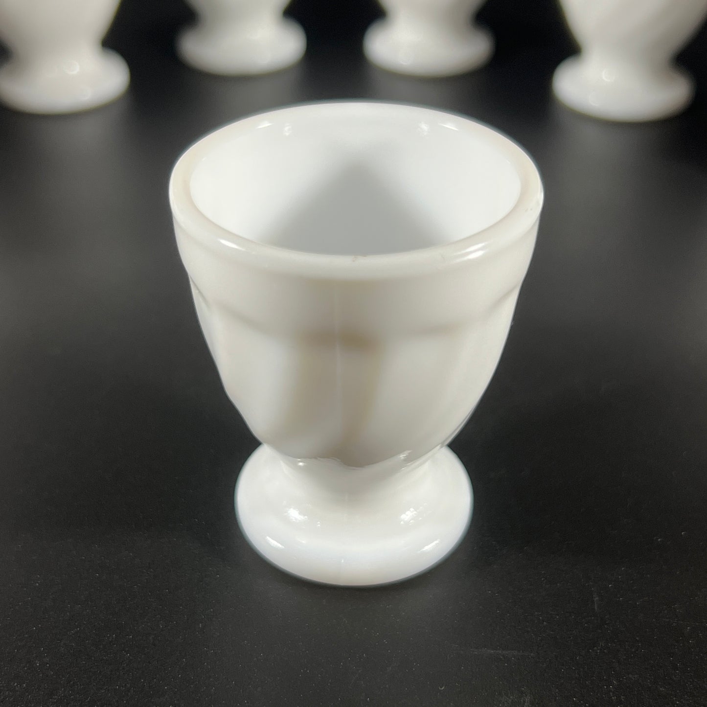Vintage 1970s Arcopal Milk Glass Egg Cups – Set of 8 – Made in France
