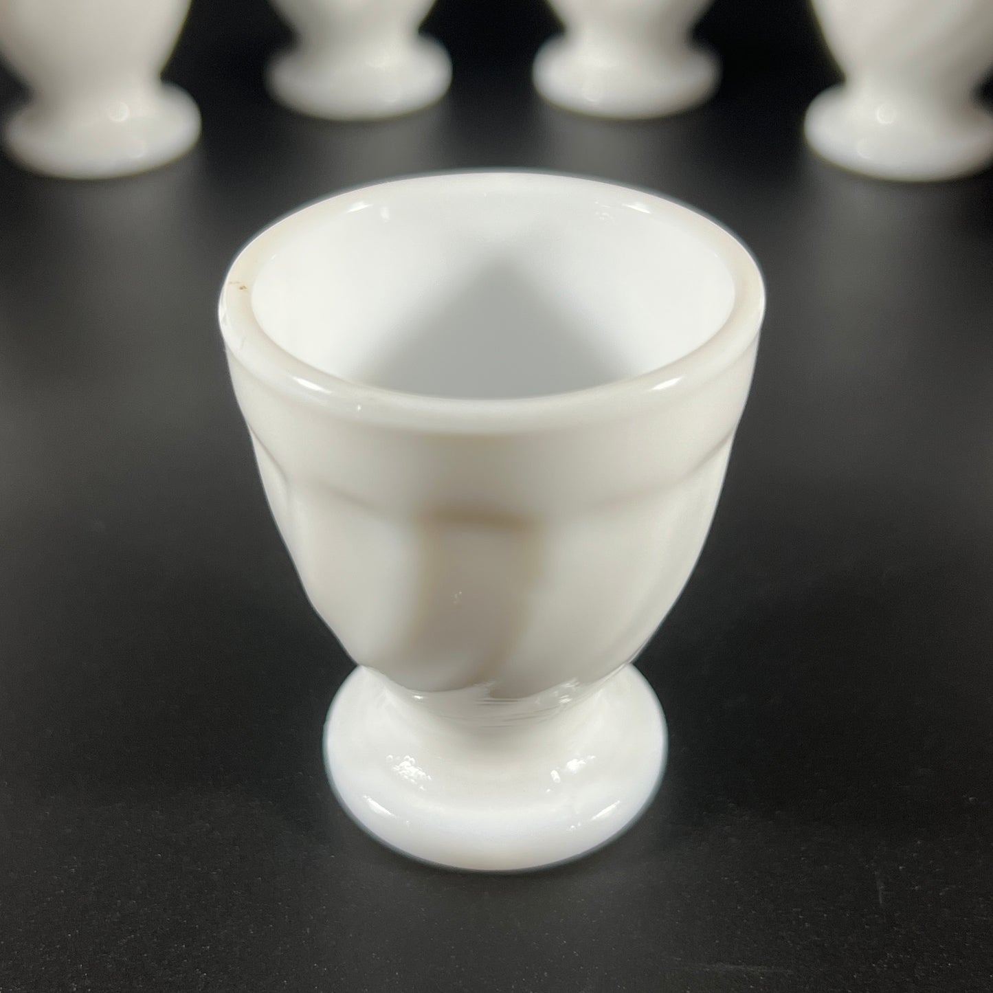 Vintage 1970s Arcopal Milk Glass Egg Cups – Set of 8 – Made in France