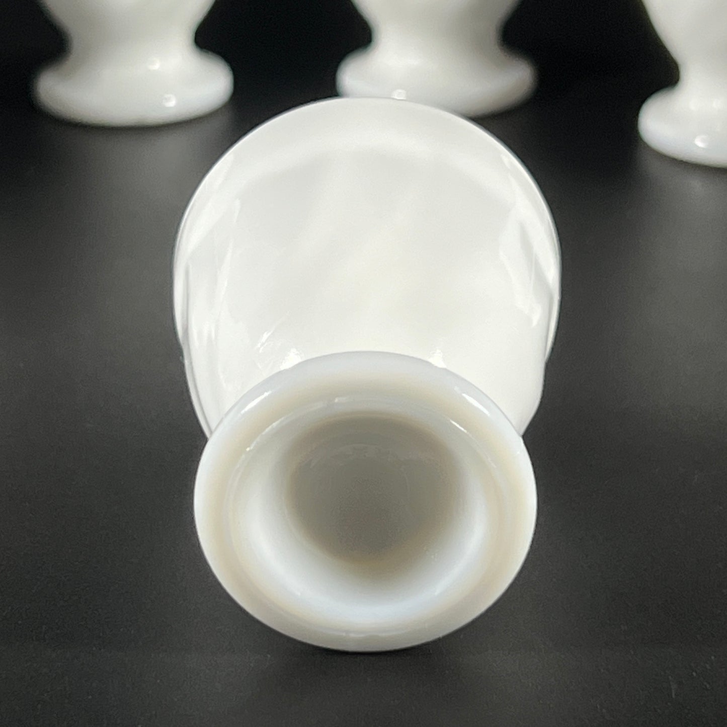 Vintage 1970s Arcopal Milk Glass Egg Cups – Set of 8 – Made in France