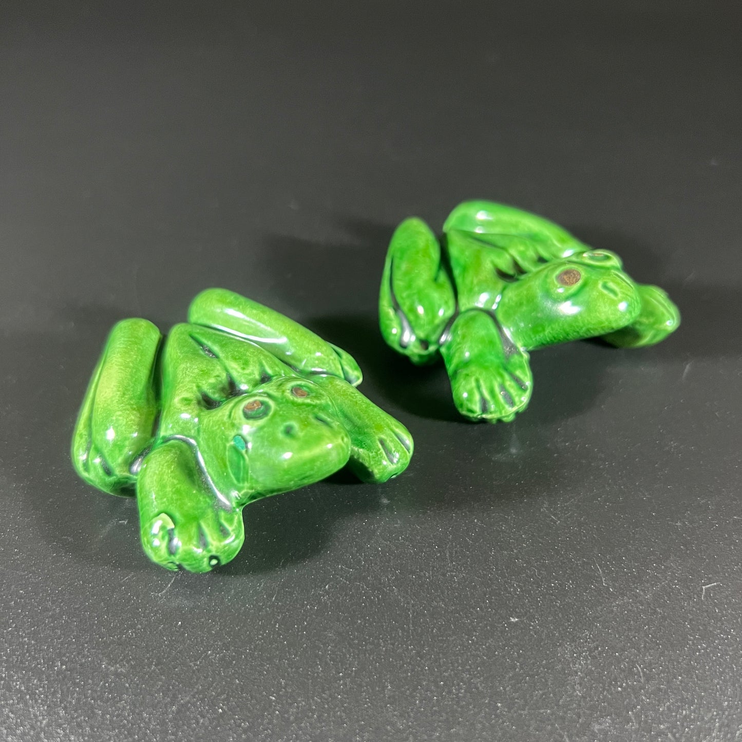 Vintage Pair of Hand-Painted Erotic Frog Figurines