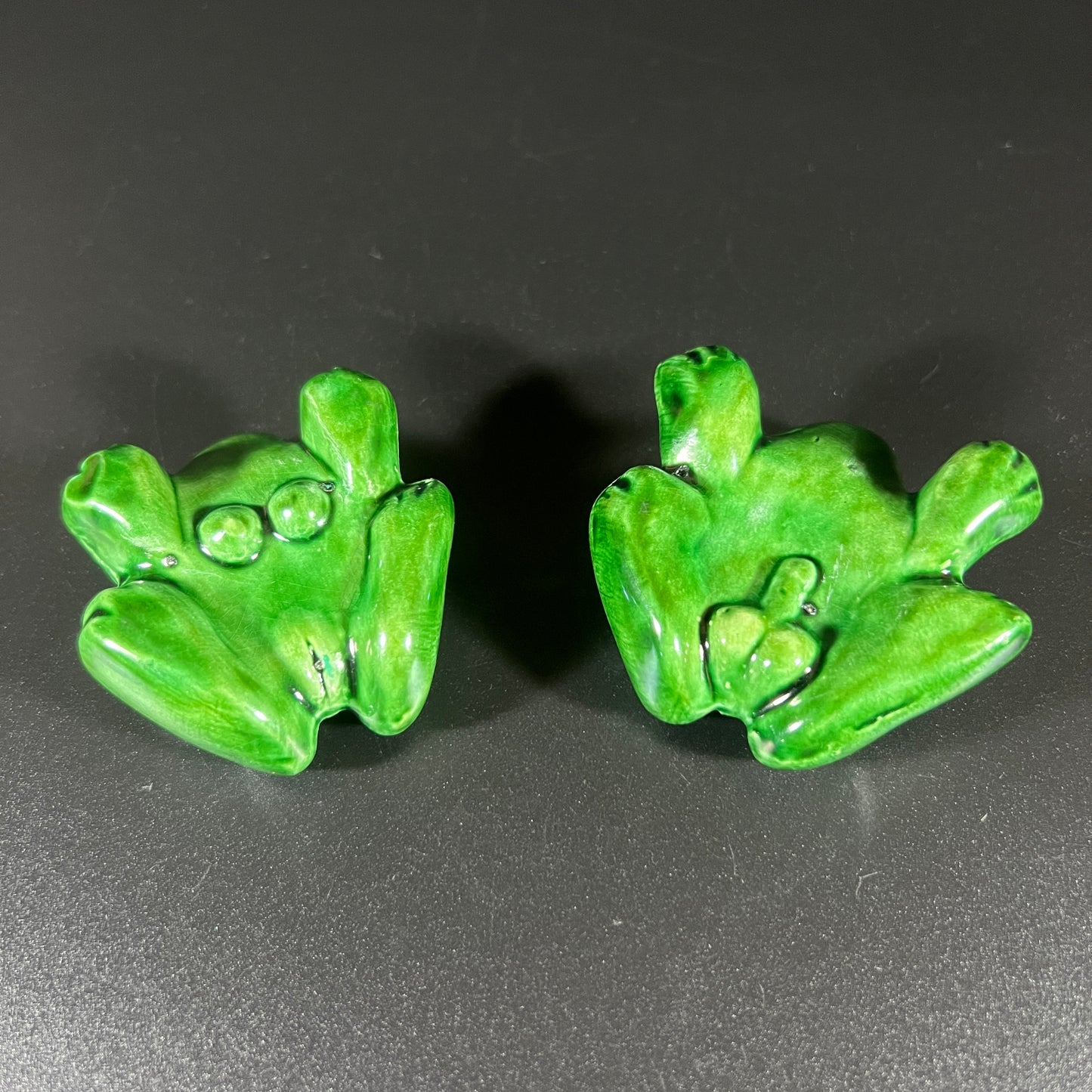 Vintage Pair of Hand-Painted Erotic Frog Figurines