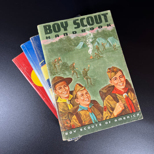 Vintage 1960s Cub Scout & Boy Scout Handbook Set – 4 Books + Pinewood Derby Ribbon