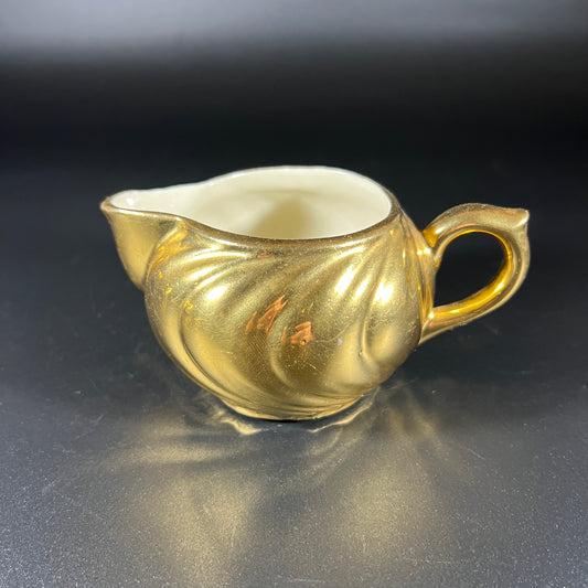 Vintage 1950s Gold-Plated Creamer & Sugar Bowl Set