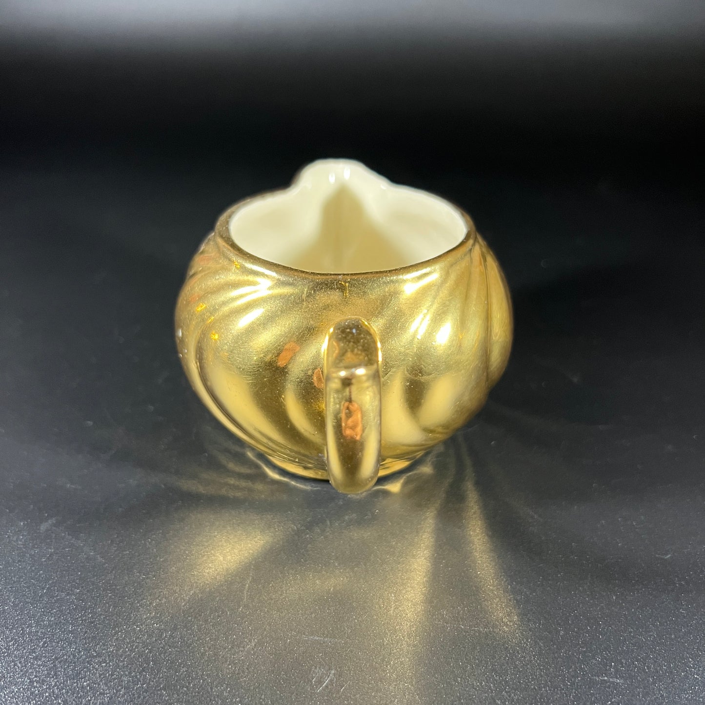 Vintage 1950s Gold-Plated Creamer & Sugar Bowl Set
