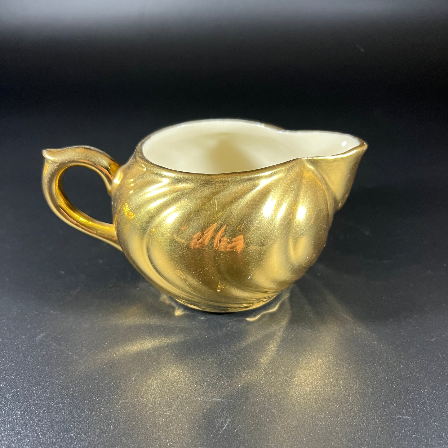 Vintage 1950s Gold-Plated Creamer & Sugar Bowl Set