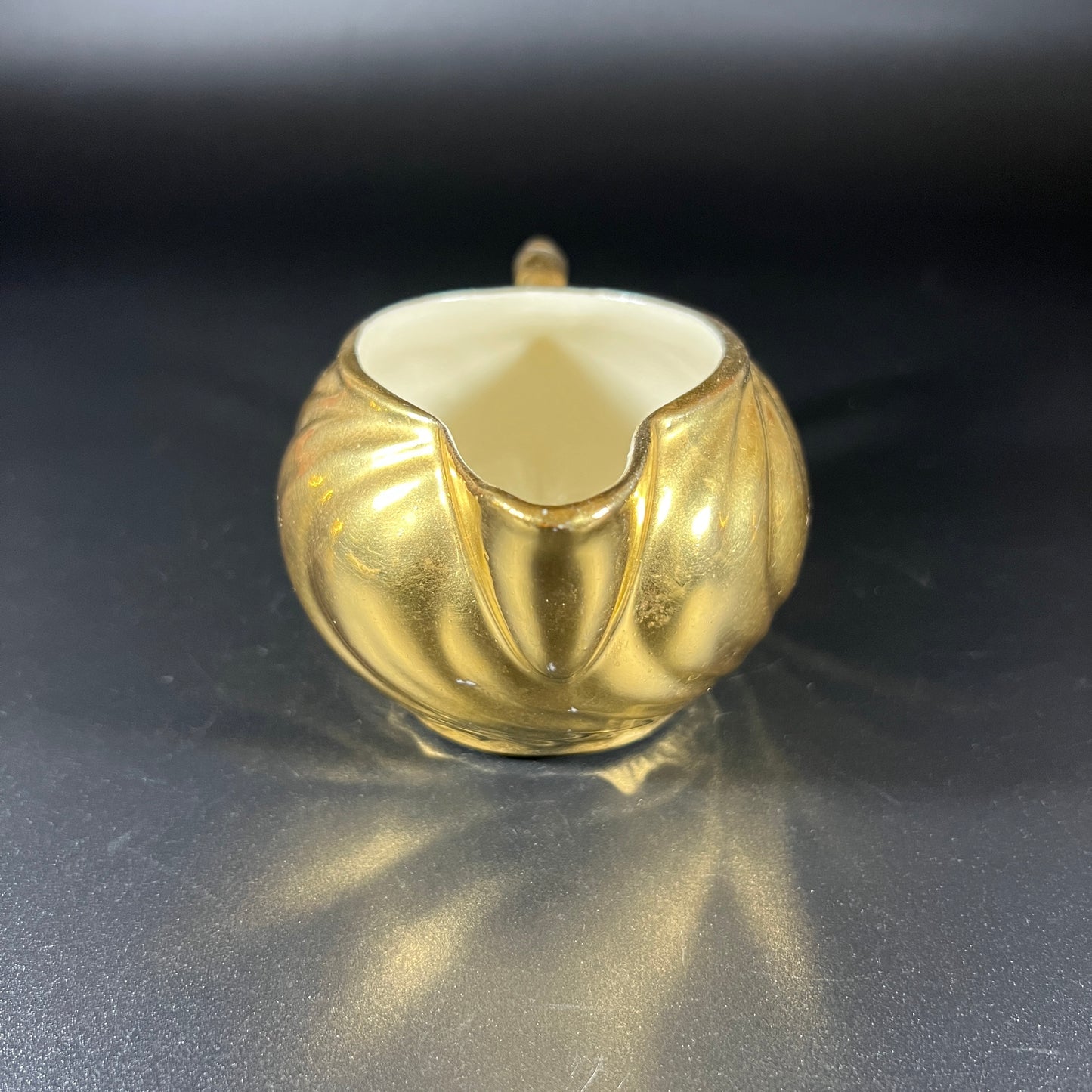 Vintage 1950s Gold-Plated Creamer & Sugar Bowl Set
