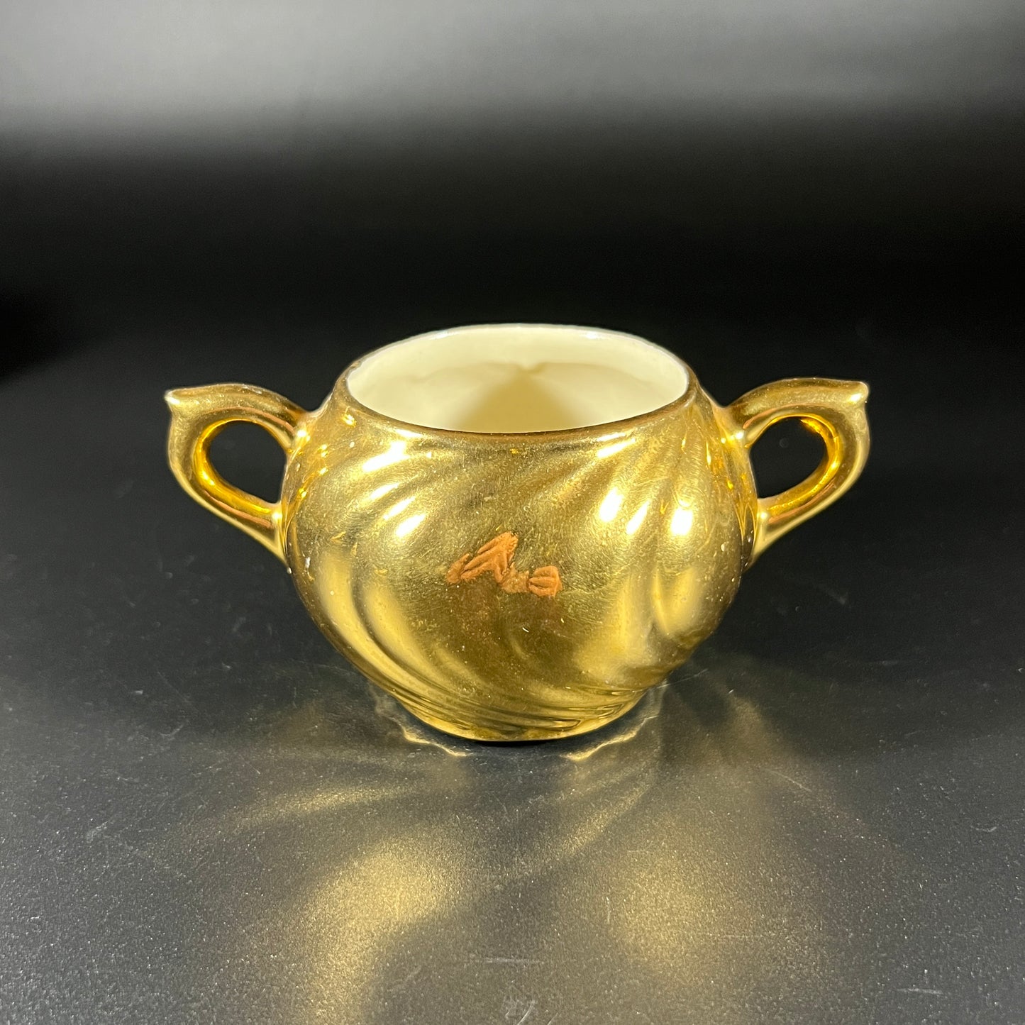 Vintage 1950s Gold-Plated Creamer & Sugar Bowl Set
