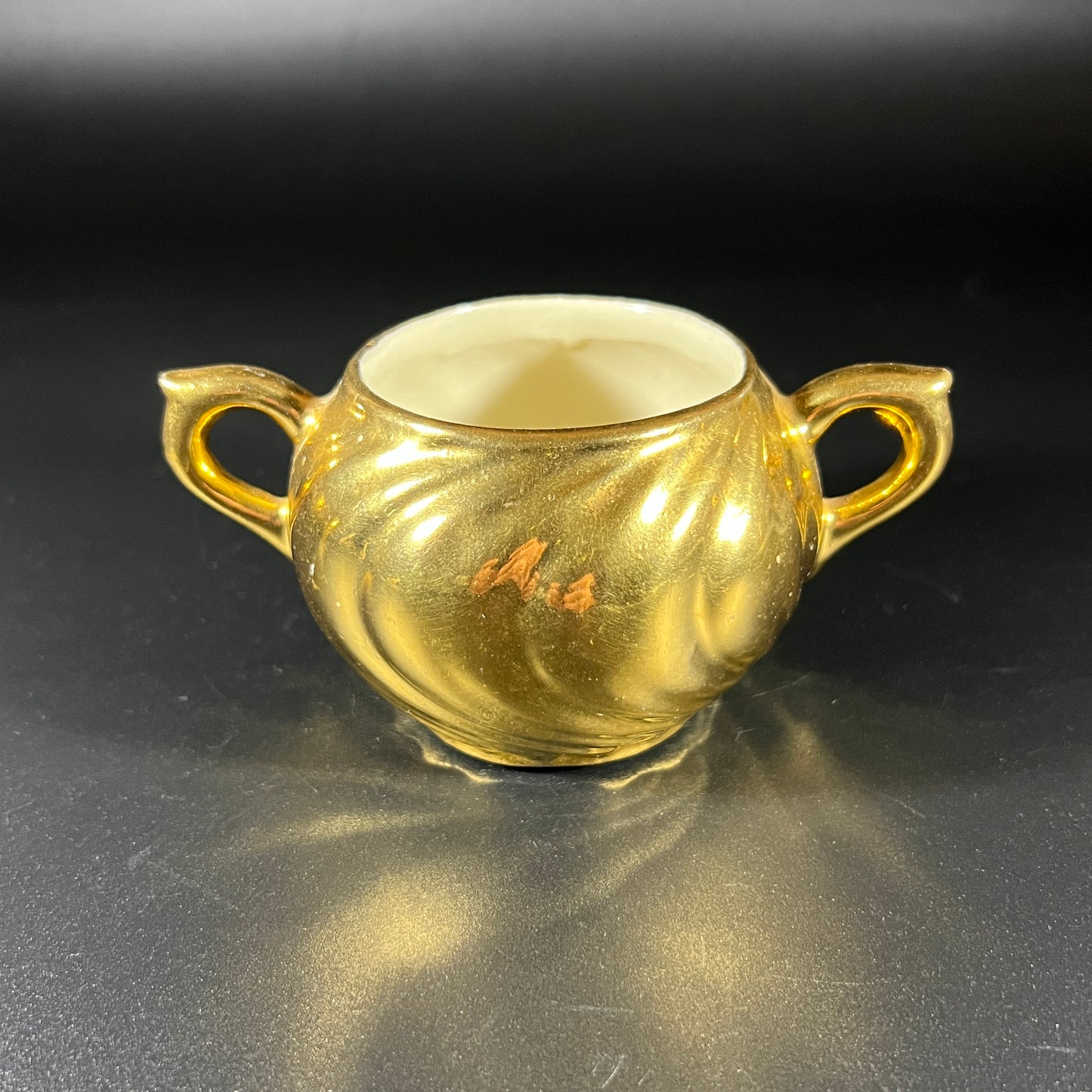 Vintage 1950s Gold-Plated Creamer & Sugar Bowl Set