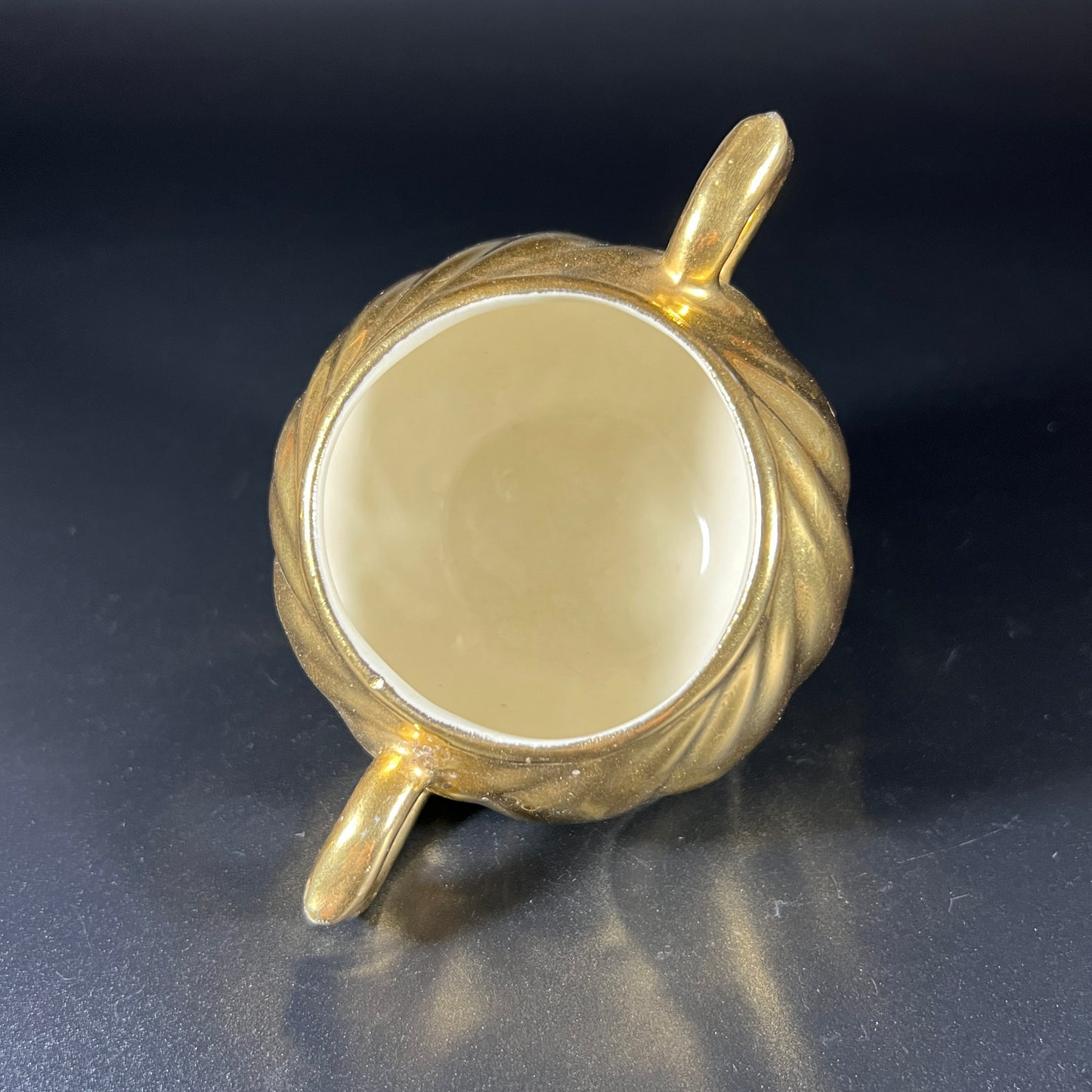 Vintage 1950s Gold-Plated Creamer & Sugar Bowl Set