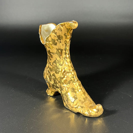 1950s Dixon Art Weeping Gold Porcelain Boot – 22-Karat Gold Finish