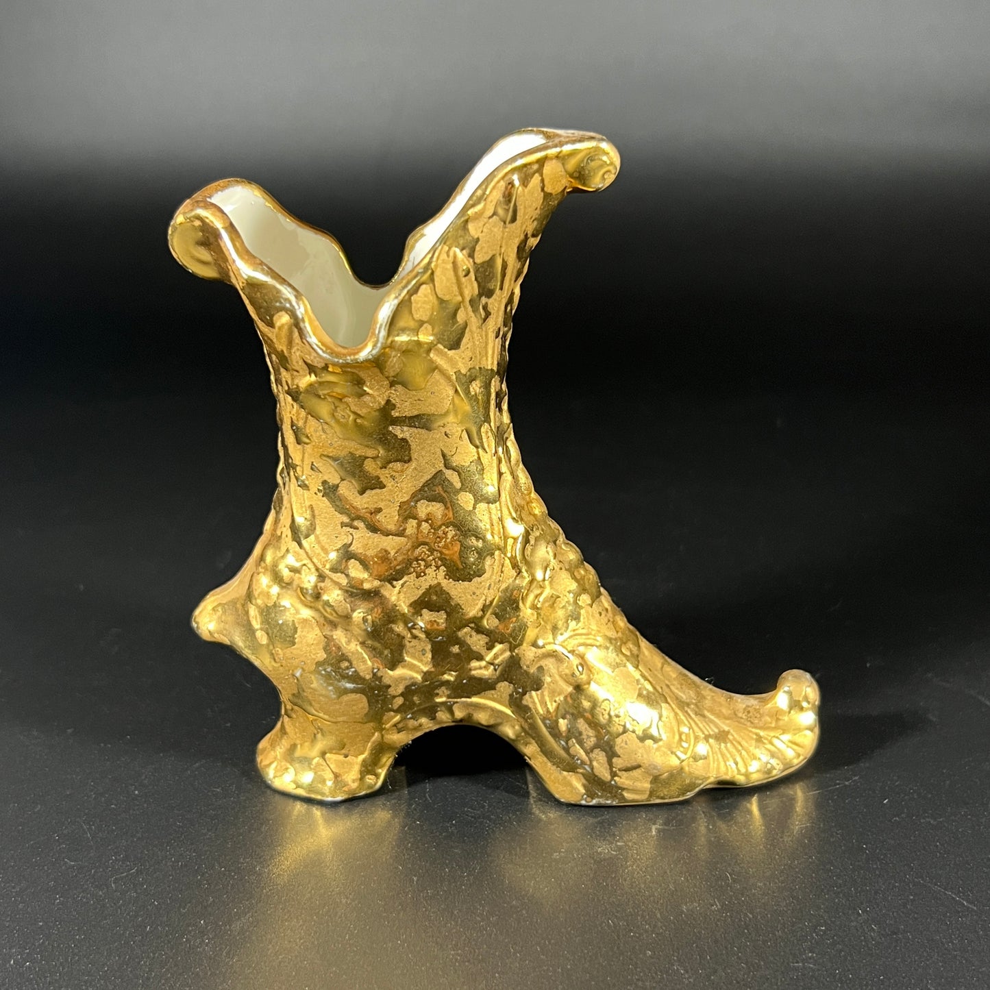 1950s Dixon Art Weeping Gold Porcelain Boot – 22-Karat Gold Finish