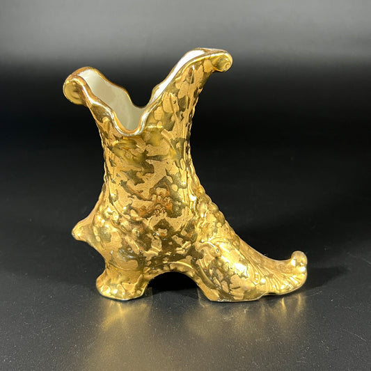 1950s Dixon Art Weeping Gold Porcelain Boot – 22-Karat Gold Finish