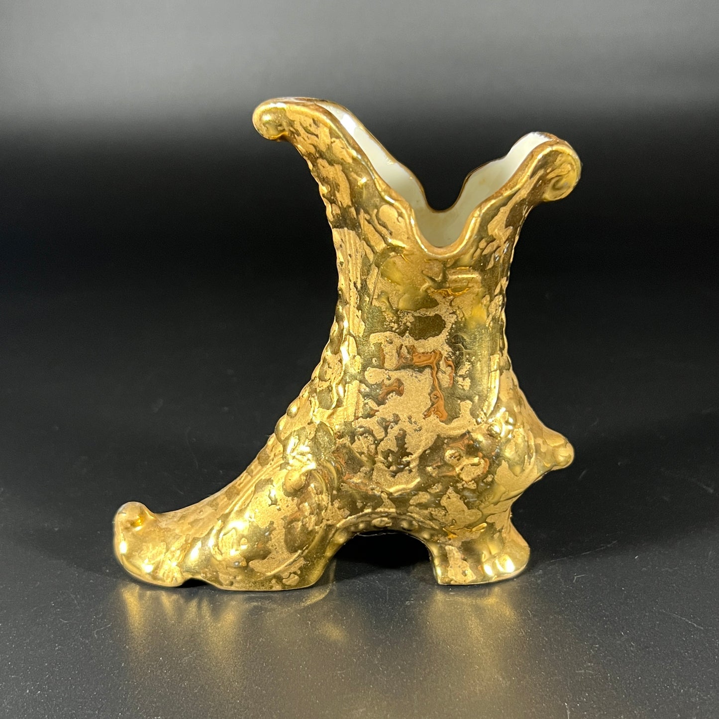 1950s Dixon Art Weeping Gold Porcelain Boot – 22-Karat Gold Finish
