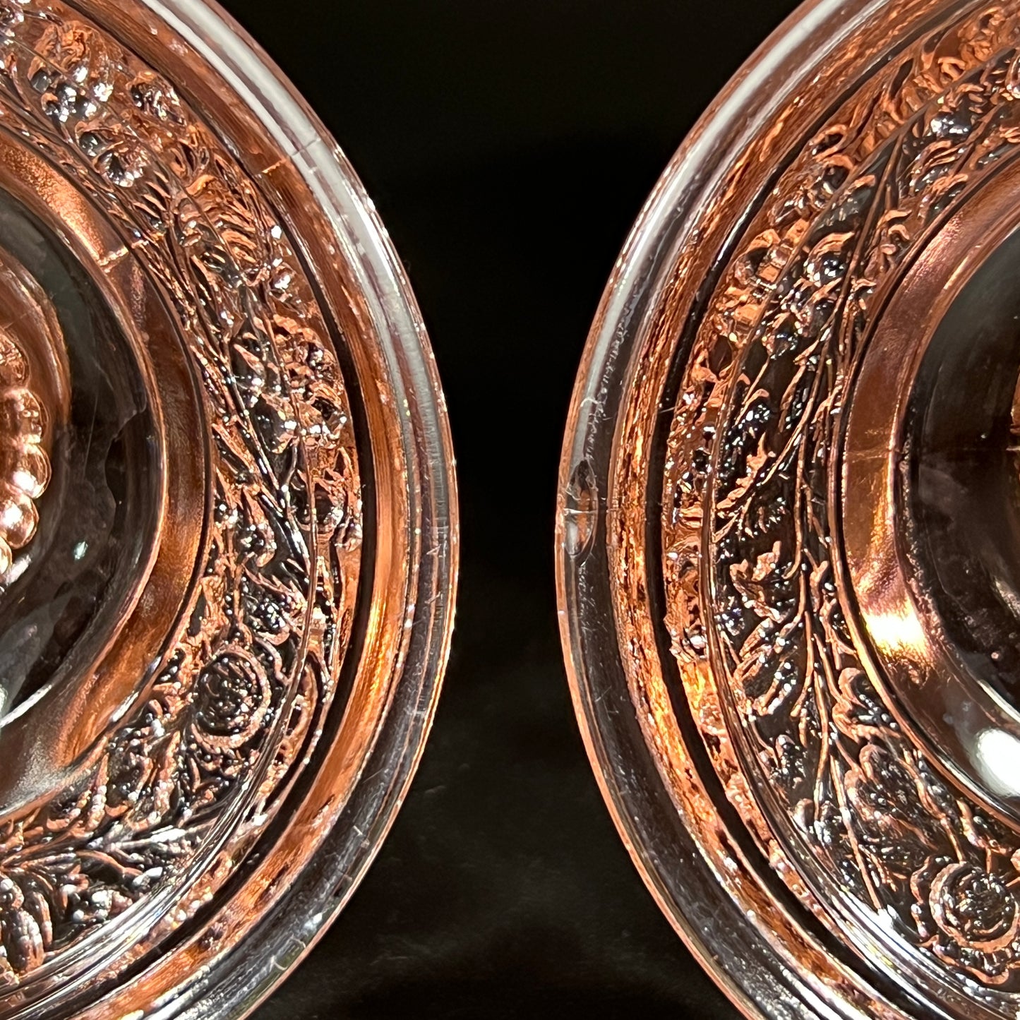 Vintage Fenton Pink Art Glass Candle Holders – Set of 2 – Rare Floral Band Pattern