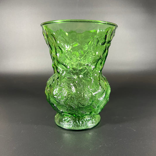 Vintage 1970s E.O. Brody Emerald Green Chunk Glass Vase