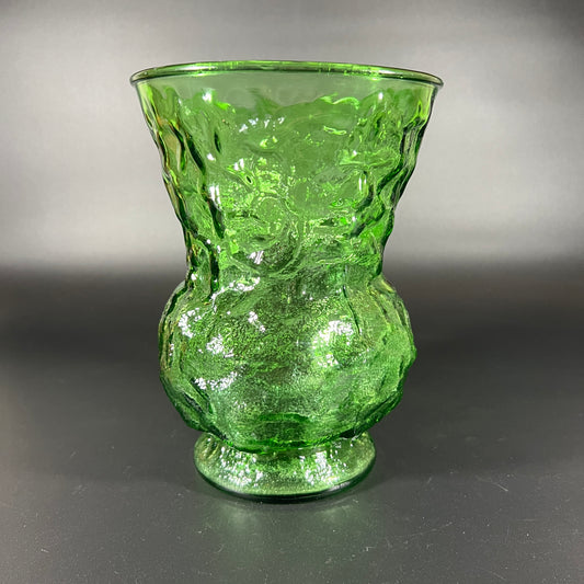 Vintage 1970s E.O. Brody Emerald Green Chunk Glass Vase