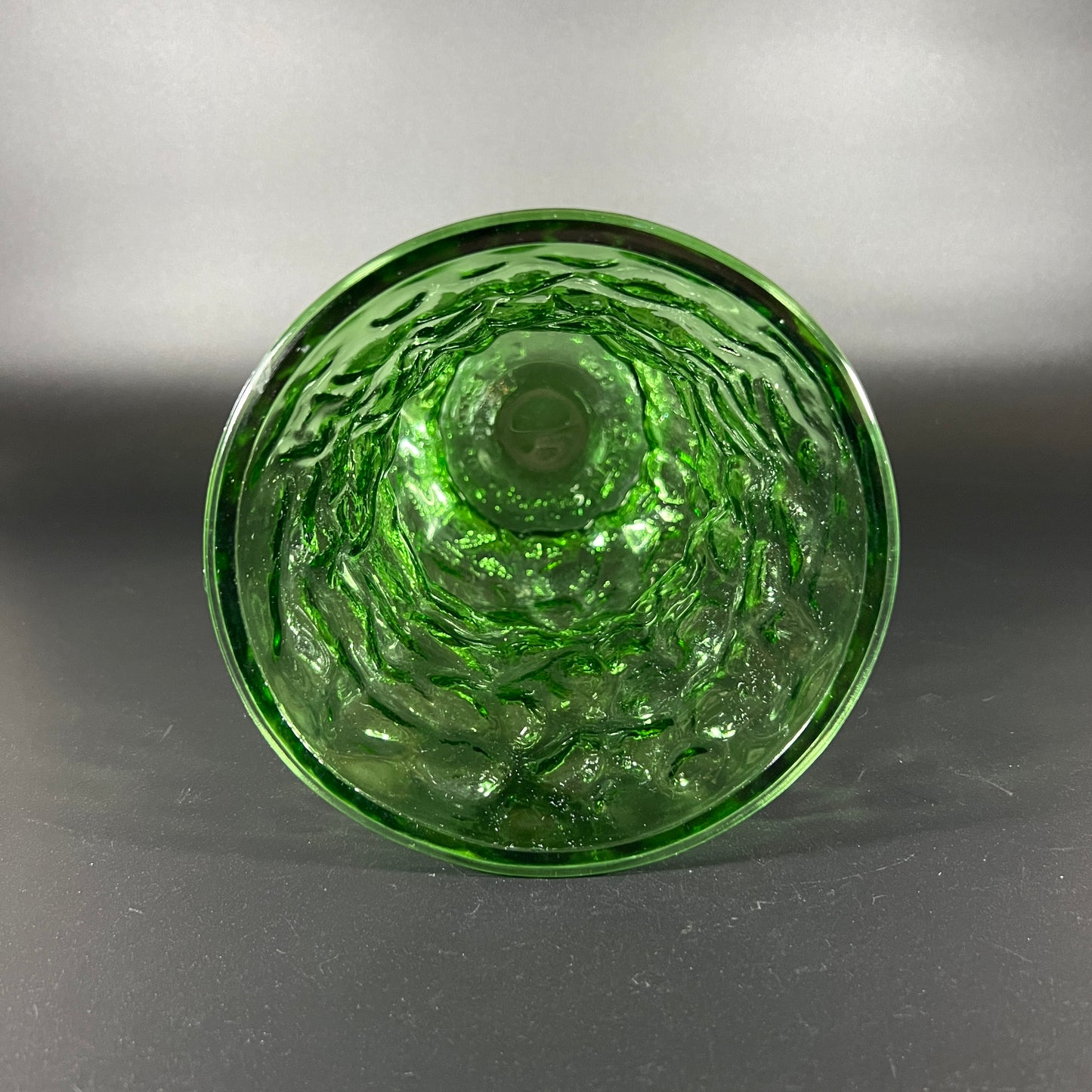 Vintage 1970s E.O. Brody Emerald Green Chunk Glass Vase