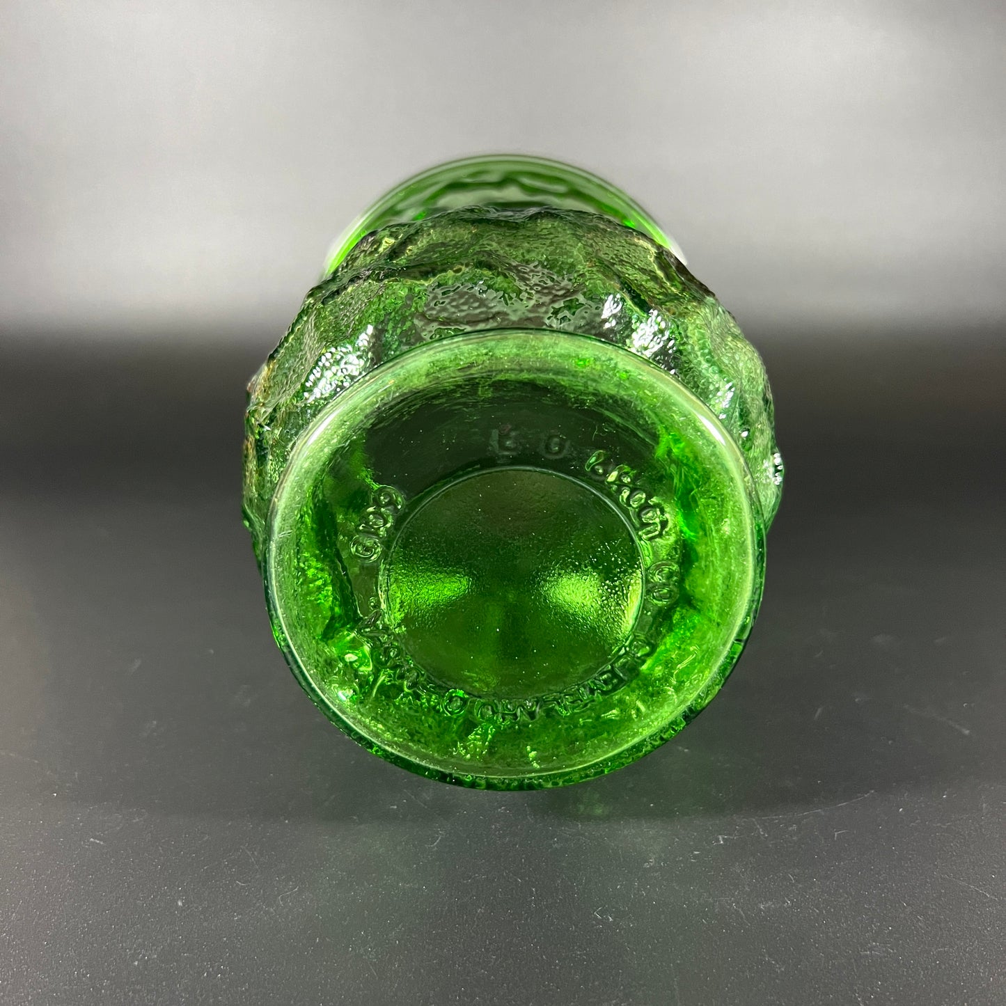 Vintage 1970s E.O. Brody Emerald Green Chunk Glass Vase